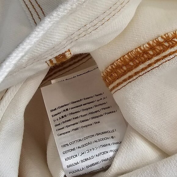 Farm Rio Denim Wave Maxi Skirt, White, Cotton, Contrast Stitch, Button Front, 26 - Picture 6 of 9